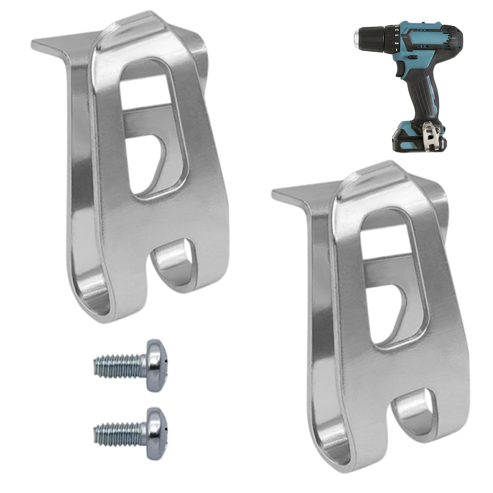 2 Clip ceinture Crochet de Rechange, Clips Avec Vis, Crochet de Ceinture pour Perceuse Électrique, Compatibles Avec Les Modèles Makita DF330, DT01, DDF482, DHP482, XDT14 et XPH10 12 V et 18 V