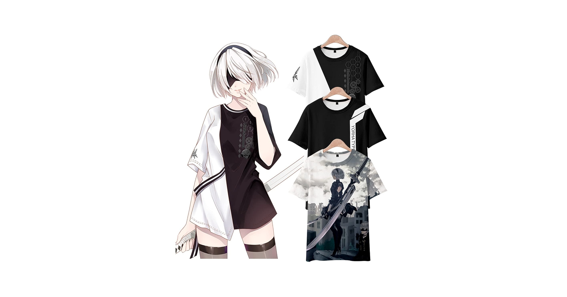 Amazon.co.jp: Tシャツ ニーア オートマタ 半袖 2B ヨルハ二号B
