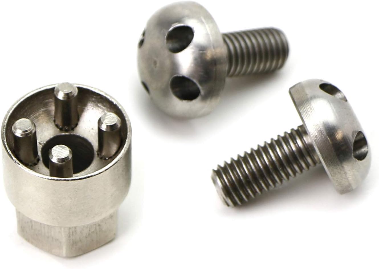 iJDMTOY (2 Stainless Steel M8-20mm Anti-Theft Security Screw/Bolts w/Locking Key Compatible with LED Light Bar, LED Pod Light, LED Worklight Driving Fog Lamp Security Kit