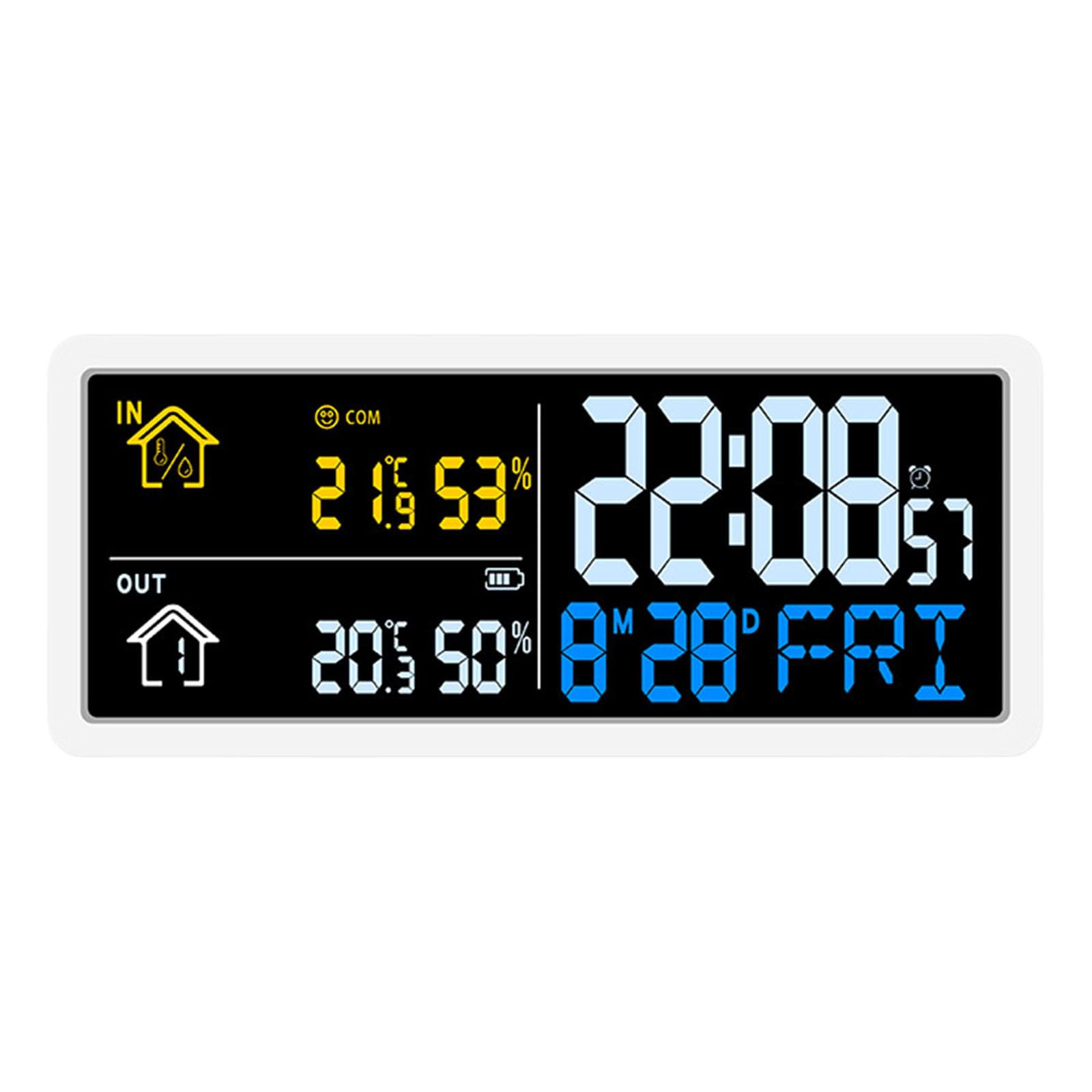 Hredwep Digital Wall Clock with Large LCD Display for Time Date and Accurate Temperature Humidities Reading for Home Offices LCD Room Clock