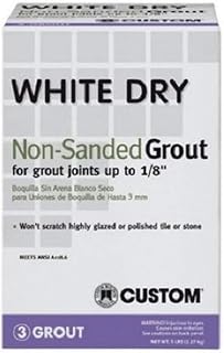 Custom WDG5 Non-Sanded White Tile Grout 5 lb - Durable, Non-Shrinking for Indoor/Outdoor Floors & Walls, Joints Up to 1/8"
