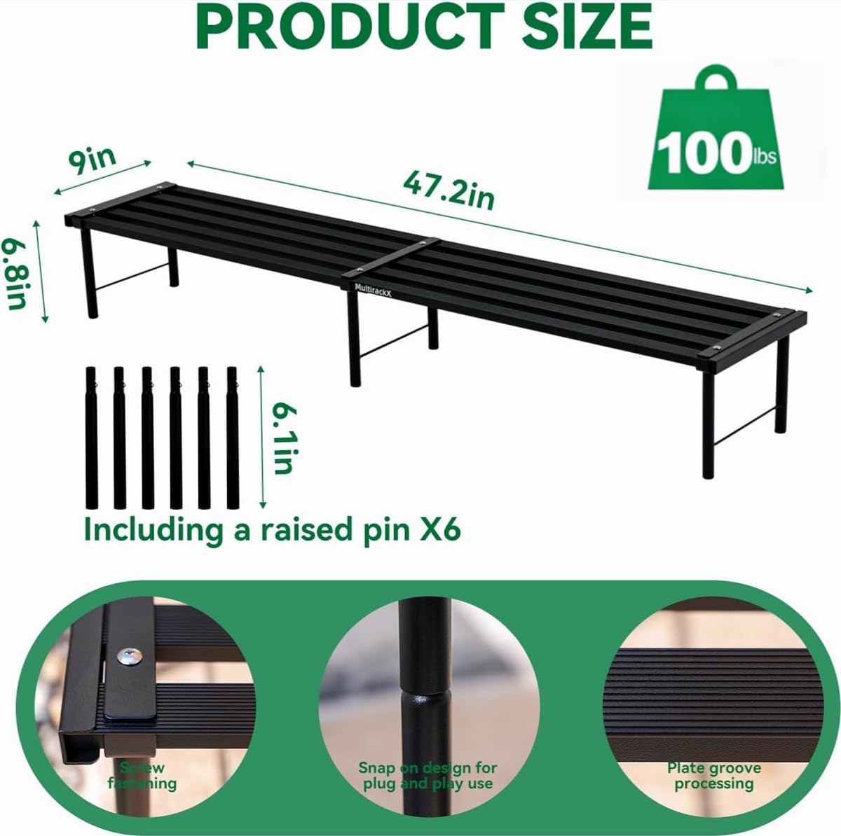 Metal Plant Stand, Rust-proof Aluminum Flower Pot Stand, Heavy Duty Planter Display Shelving for Patio Balcony Garden Living Room Decorative (Black, 47.2 Inch)