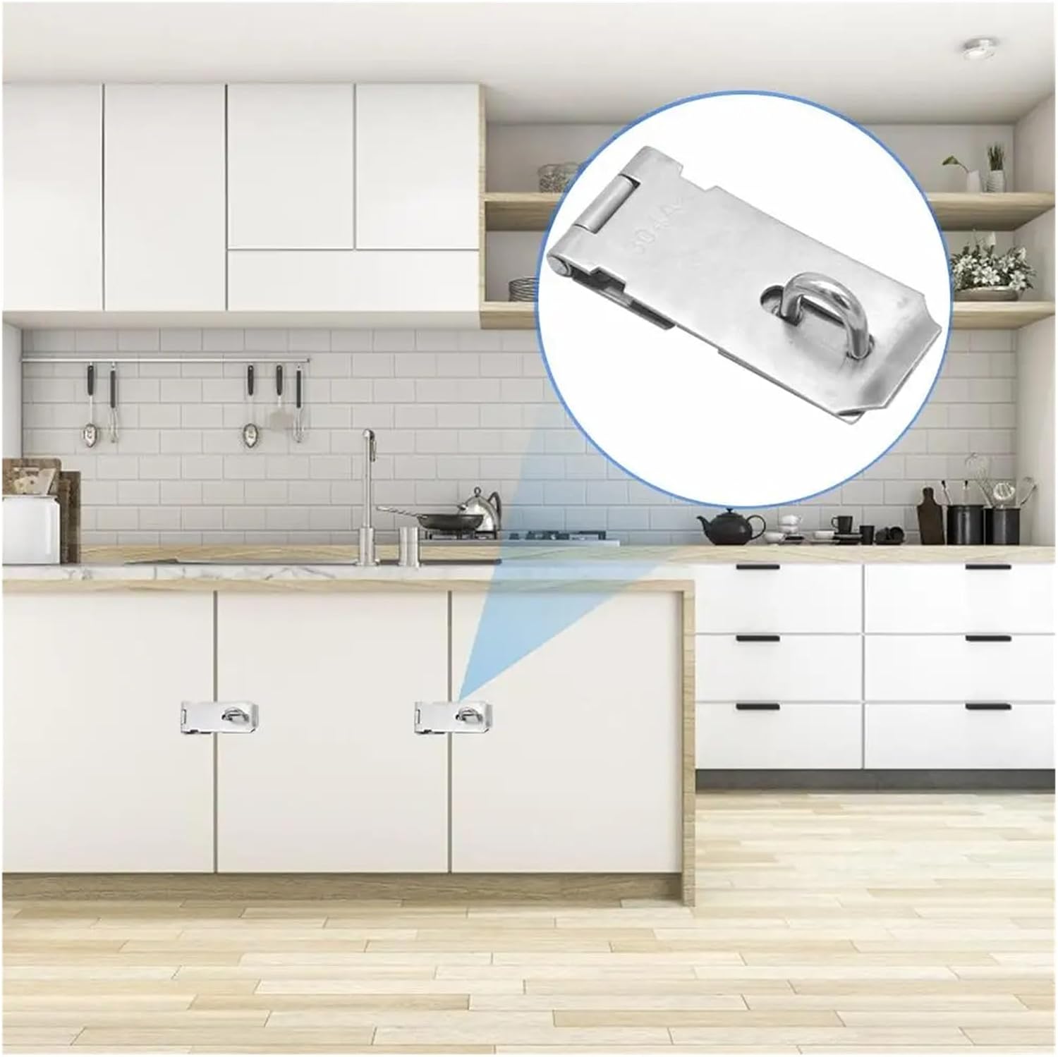 Padlock Door Bolt 14pcs Stainless Steel Security Door Latch, Suitable for Storage Sheds and Cabinets - Durable Lock Fittings, Hardware(A)