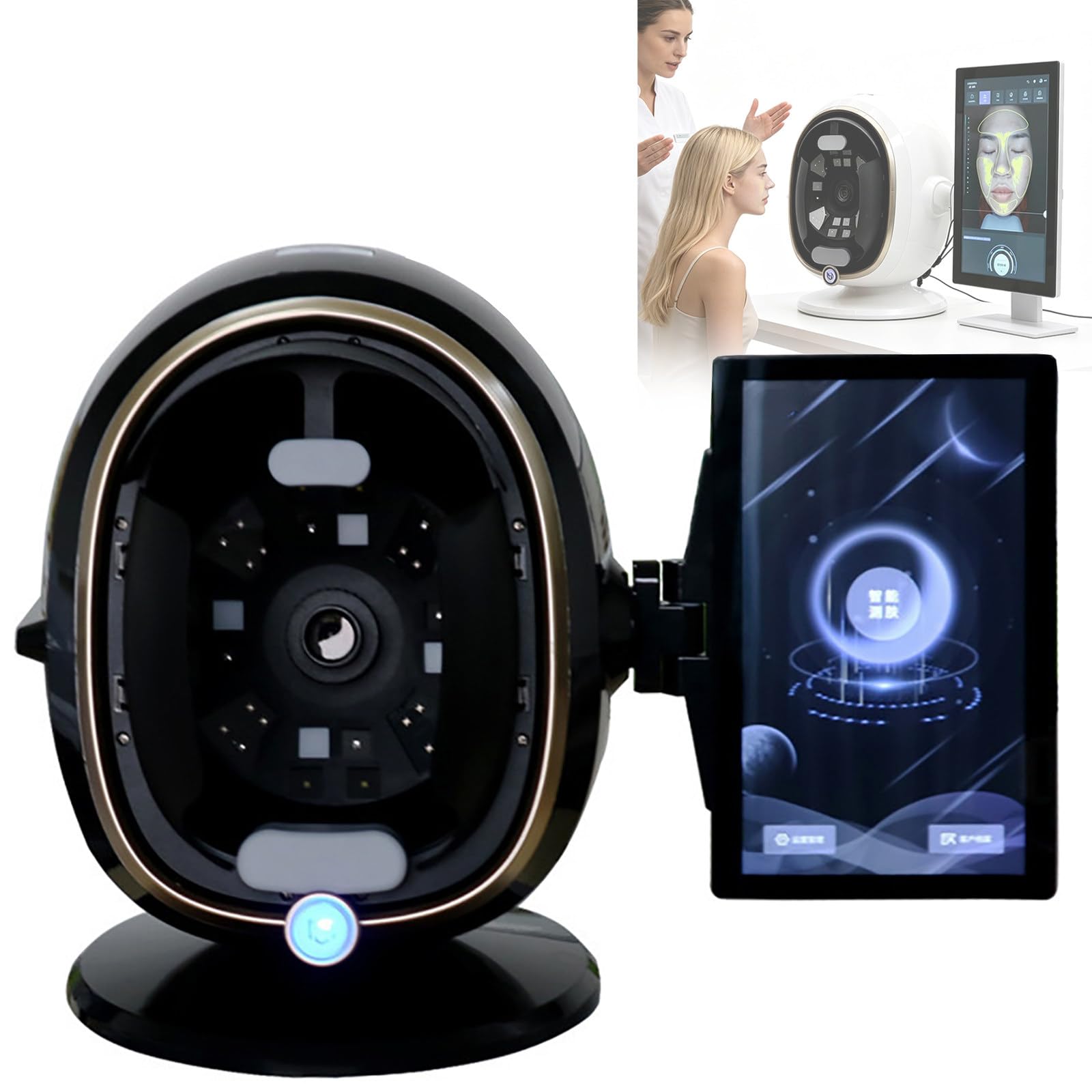 Ai Skin Analyzer, Instrument Do Analizy Twarzy, Obrazowanie 8-Spektralne, 20 Elementów Testowych, Przechowywanie W Chmurze, Do Oceny Stanu Skóry - Zalecane Plany Pielęgnacji Skóry Black-13.3in