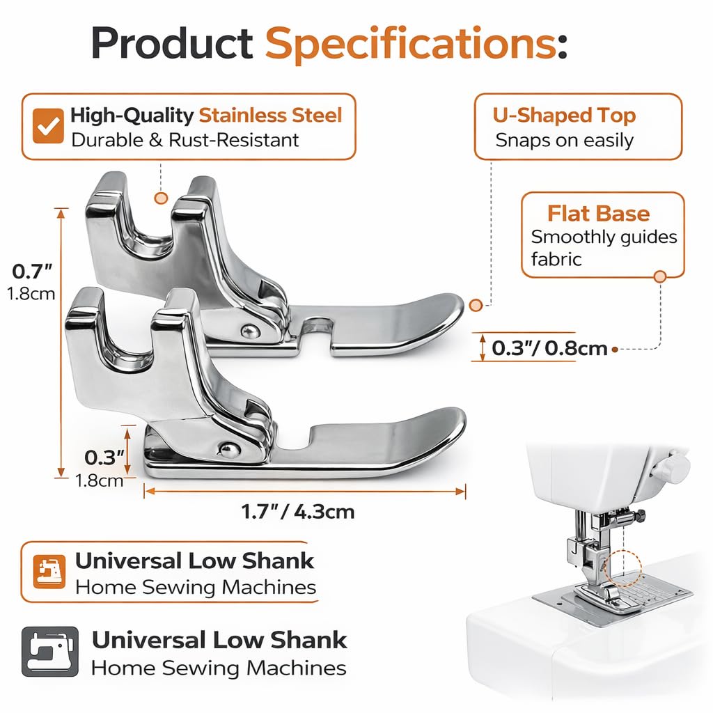 SSKR Zipper Foot/Pressure Foot for All Sewing Machines (Singer/Usha/Brother/Juki/Rajesh) | Compatible for One Side Flat Needle Type Machines — Amazon image 2