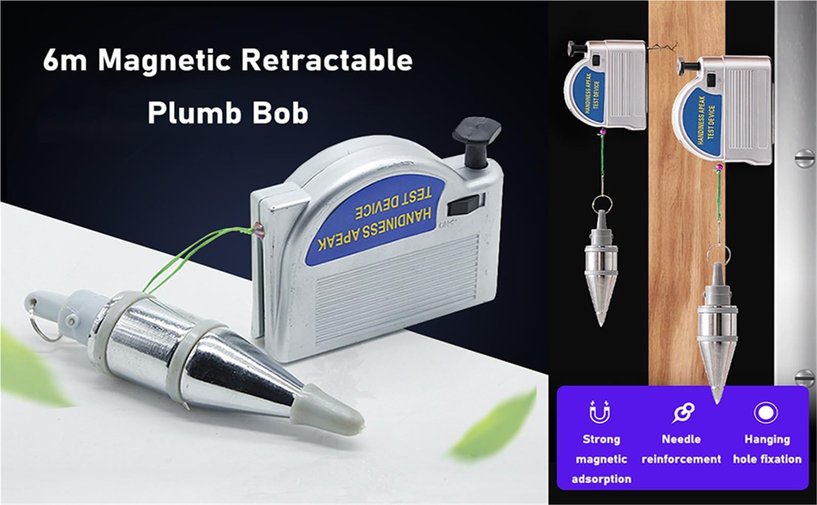 Plomada retráctil Plomada retráctil, herramienta for estirar automáticamente la línea y estabilizar rápidamente plomadas magnéticas, plomada retráctil magnética for trabajos en la industria de la cons