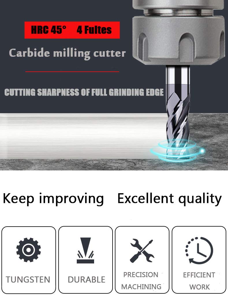 Carbide Square End Mill - Precision Milling Bits -2 Carbide Square End Mill - Precision Milling Bits -2