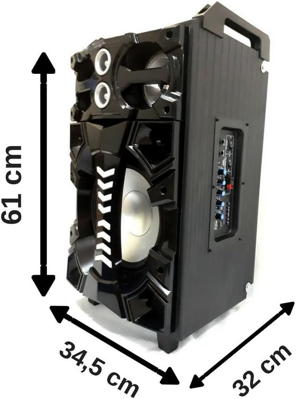 Ridgeway QS-1037B Bluetooth Speaker with dimensions labeled