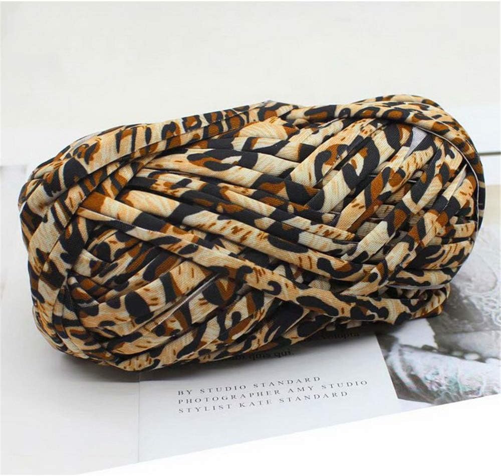 1 PCS Colorful T-Shirt Yarn Knitting Yarn Fabric Crochet Cloth for DIY Knitted Fabric Art (#44 Leopard)