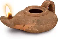 Herodiano – Clássico bíblico com alça – réplica de óleo de argila antiga LÂMPADA e certificado de autenticidade Hanukkah-judaica/presente cristão – Feito à mão na Terra Santa
