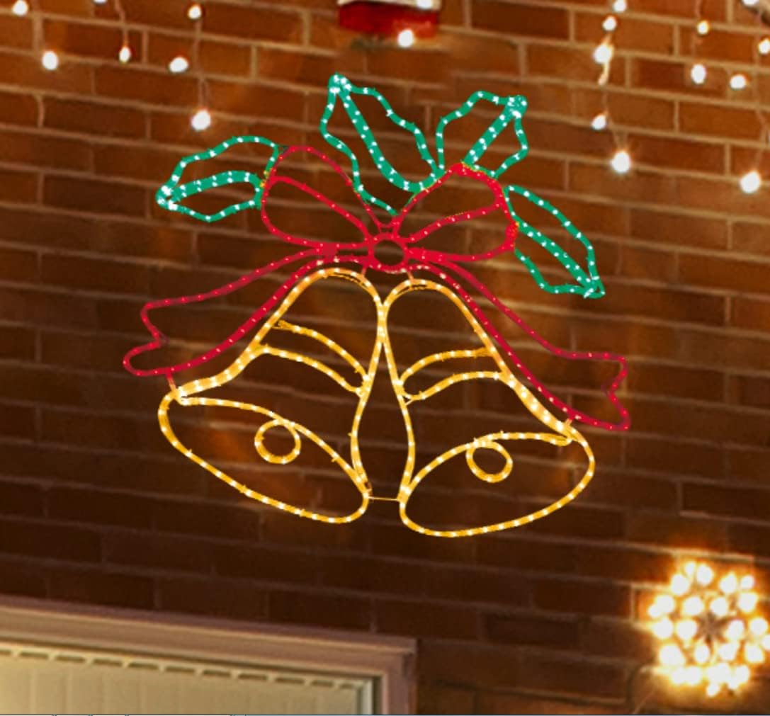 [Large 33"x31" Animation 438 LED Bell Neon Motif Super-Bright Multi LEDs Outdoor Christmas Decoration with 11 Functions and Timer Waterproof for Outdoor Home Party Wall Hanging Holiday