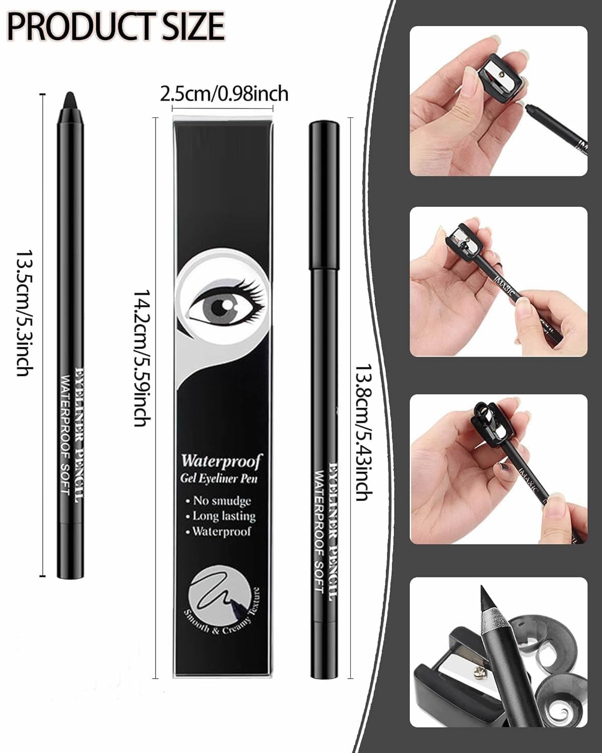 NYLI Professional Eye Makeup Gel Eyeliner Pen: Waterproof, Smudge-Proof, Long - Lasting & Quick-Dry Formula 1Pcs (Black) 2