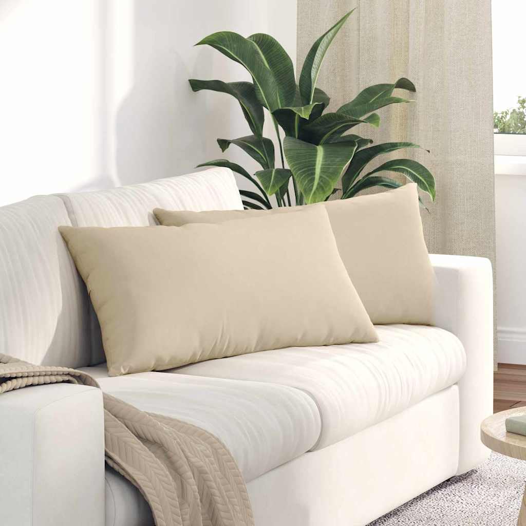 Cojines de sofá crema 80x40 cm lavables en pack de 2 unidades para salón