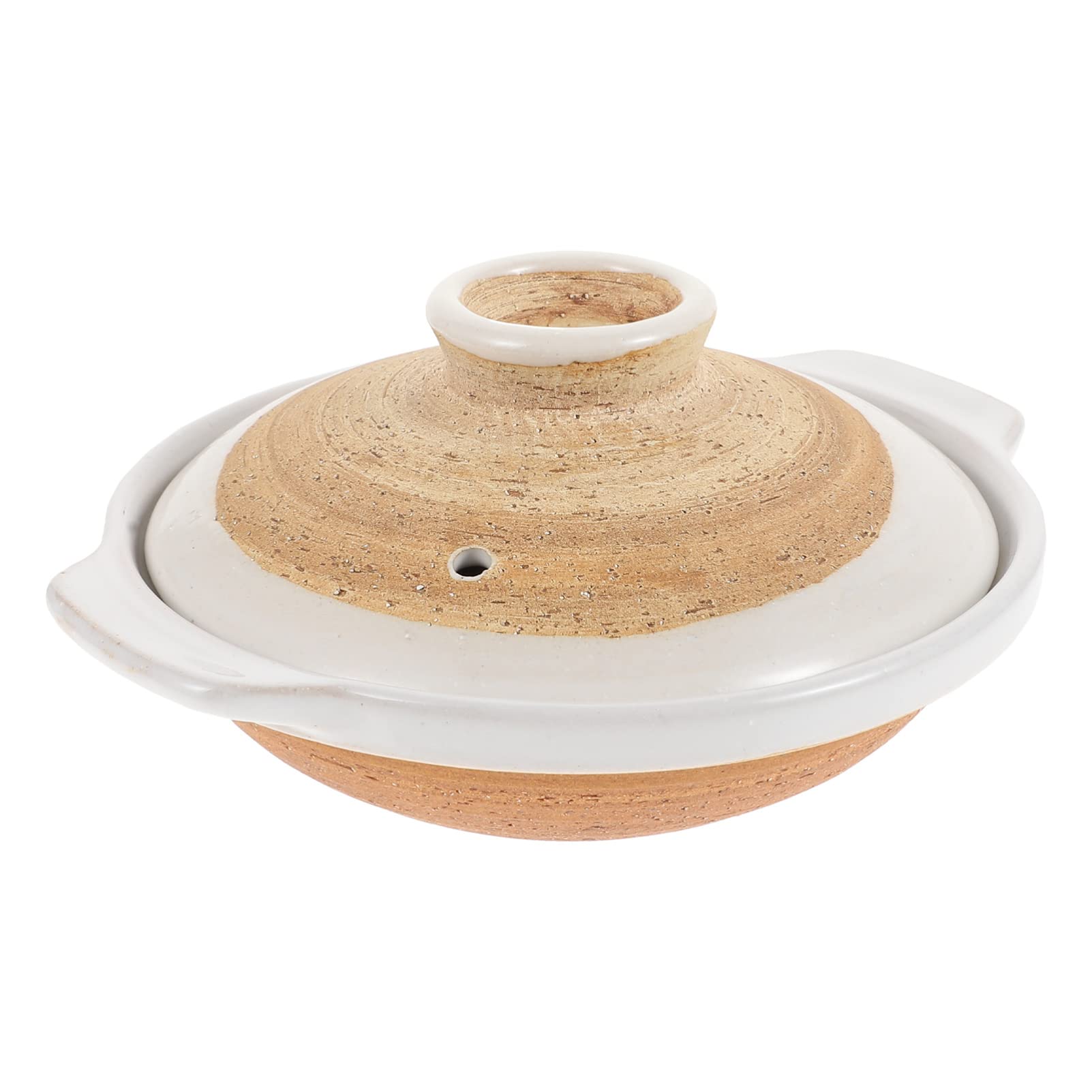 BESTonZON Cacerola de cerámica de arcilla japonesa Sumi Kannyu Donabe antiadherente olla de tierra china con tapa para olla caliente Dolsot Bibimbap sopa 18 cm C