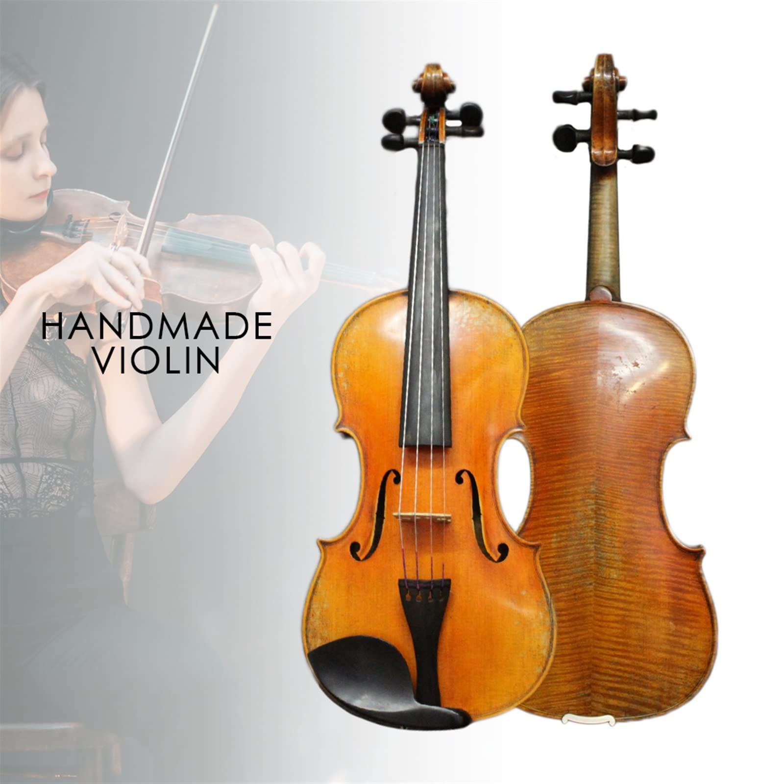 4/4 Violino Acustico Violino Violino in Legno Europeo Accessori in Ebano con Arco E Custodia Violini per Studenti