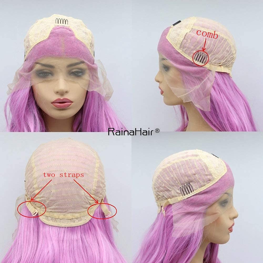 Mermaid Lace Front Wig Pastel Gray Blue Ombre Pink Purple Mixed Color Wig Middle Part Long Body Wave Heat Resistant Synthetic Wigs for Women Cosplay Party 24 Inch…