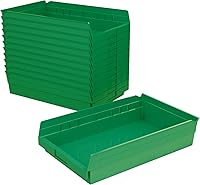 Akro-Mils 30178 Heavy Duty Plastic Shelf Bins 18x11x4 Inch Green 12-Pack Garage Closet Organizer