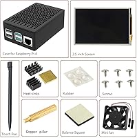 Vista 5 de for Raspberry Pi 4 TFT 3.5 inch Touch Screen with Case, Mini Cooling Fan and Heatsink, 480x320 Resolution 60fps Monitor LCD Display