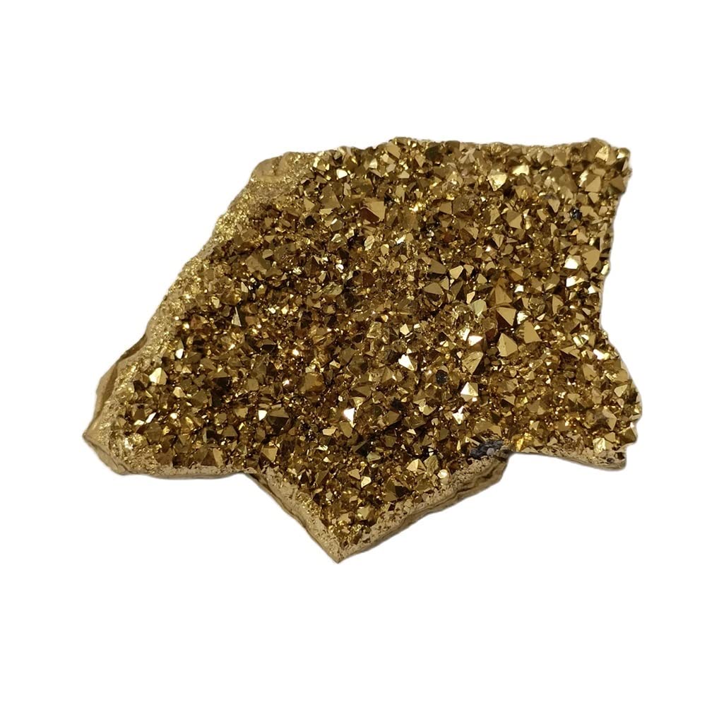 Cristal 1 pièce, matériaux naturels, fabrication d'échantillons, bricolage, cadeau, galvanoplastie, or, pierre brute, grappe de cristal, géode de titane Collections de la maison ( Size : 80-90g )
