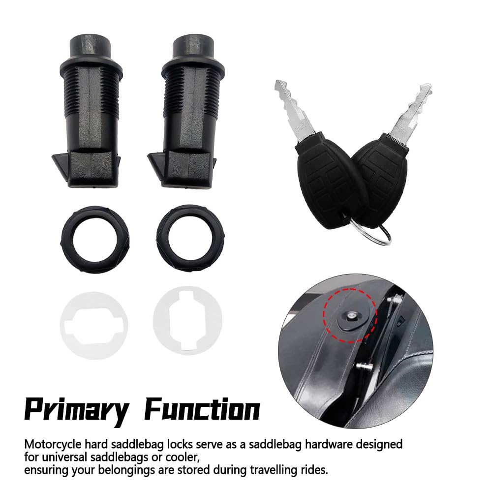 Set Serrature Universali RS Con 2 Chiavi Per Borse Laterali Rigide Da Moto. Adatto Per Honda, Yamaha, Kawasaki, Suzuki, Harley-Davidson. Colore Nero. - 5