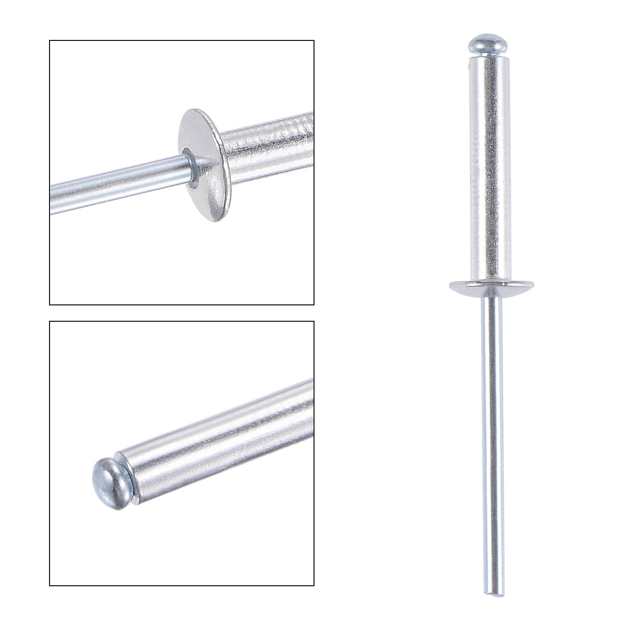 TA-VIGOR 60Pcs 4mm x 25mm Aluminium Blind Rivets, Open End Pop Rivets with Dome Head - Image 4
