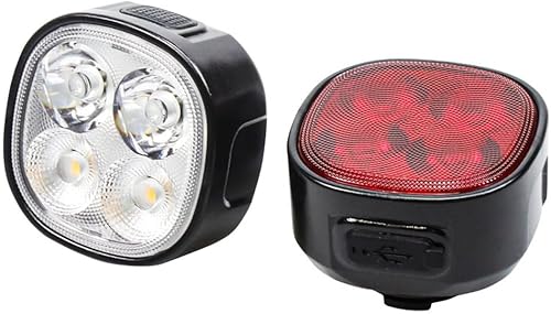 Bike LED Headlight and Taillight Set with 15 Modes, IPX65 Waterproof, 1100mAh Rechargeable Battery, 45 Adjustable for Road, Mountain, and Commuter