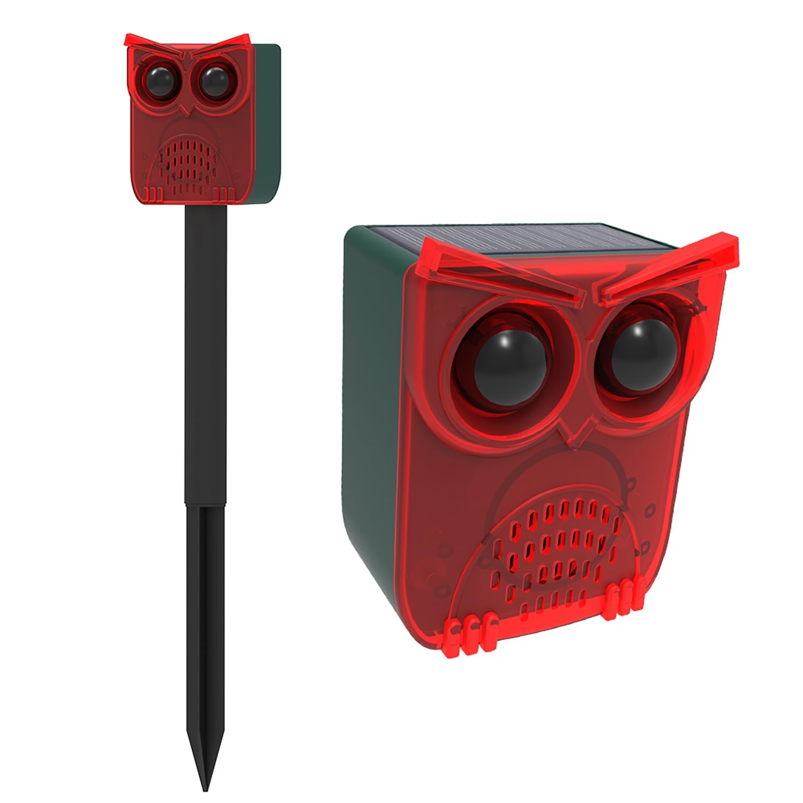 Dispositif Anti-prédateurs Solaire – Alarme extérieure à détecteur de Mouvement Solaire avec 13 Sons, 129 DB, Stroboscope Lumineux de sécurité à LED Rouge Clignotante pour allée (2)