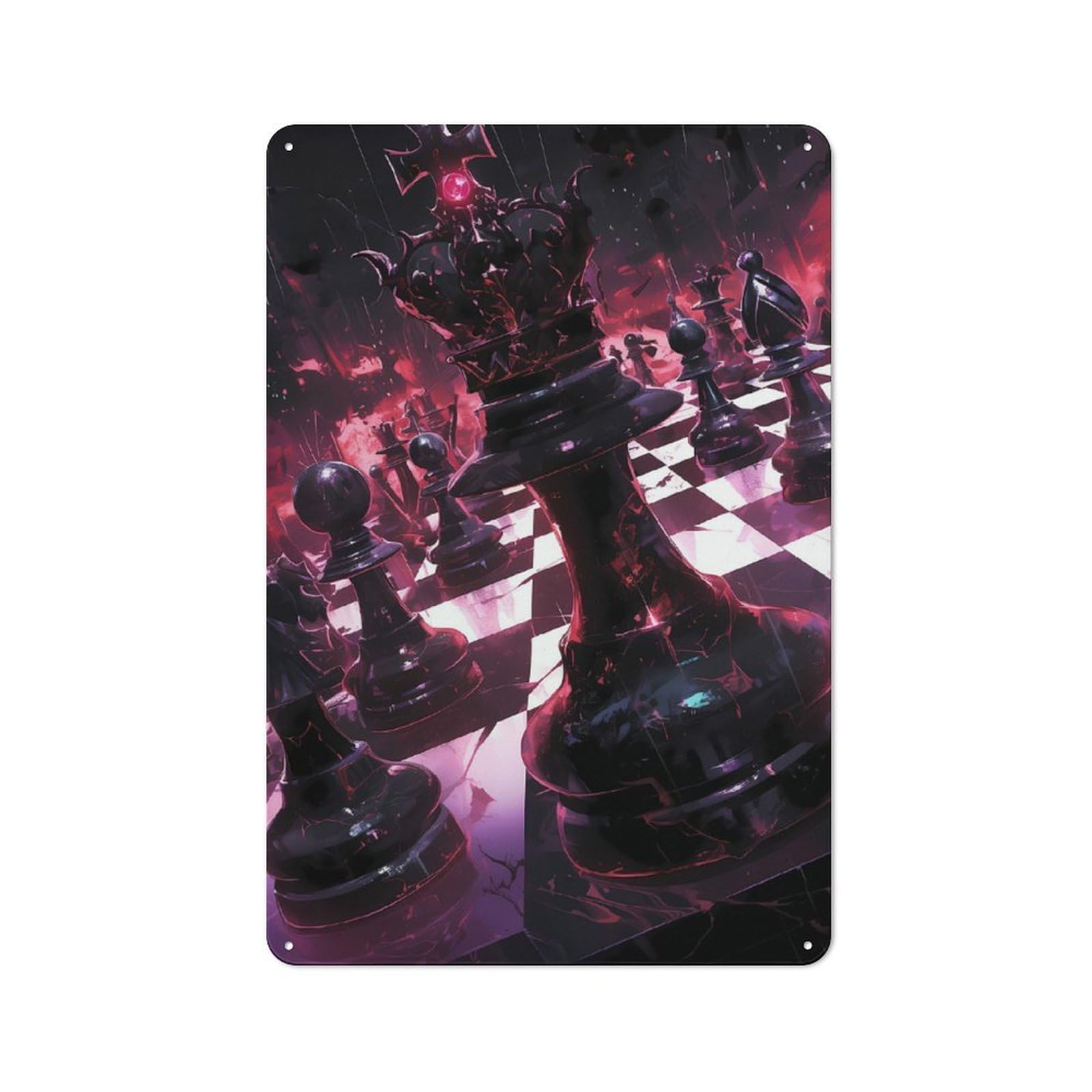 Junmoney Dark Chessboard King Garage Metal Sign 30X20cm, Retro Workshop Wall Decor For Tool Room, Garage, Studio Or Home Bar