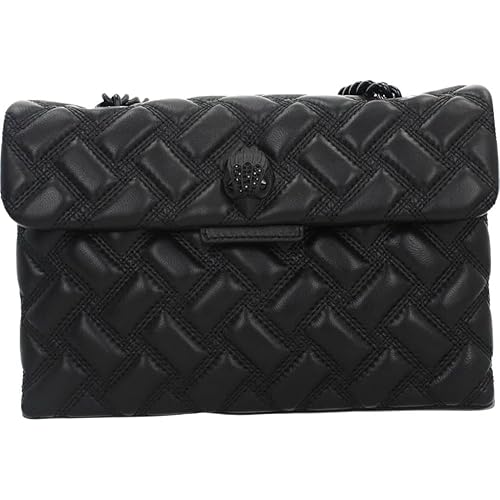Quilted Black Leather Crossbody Bag with Chain Strap, Diamond Stitched Pattern, Small Shoulder Purse KURT GEIGER