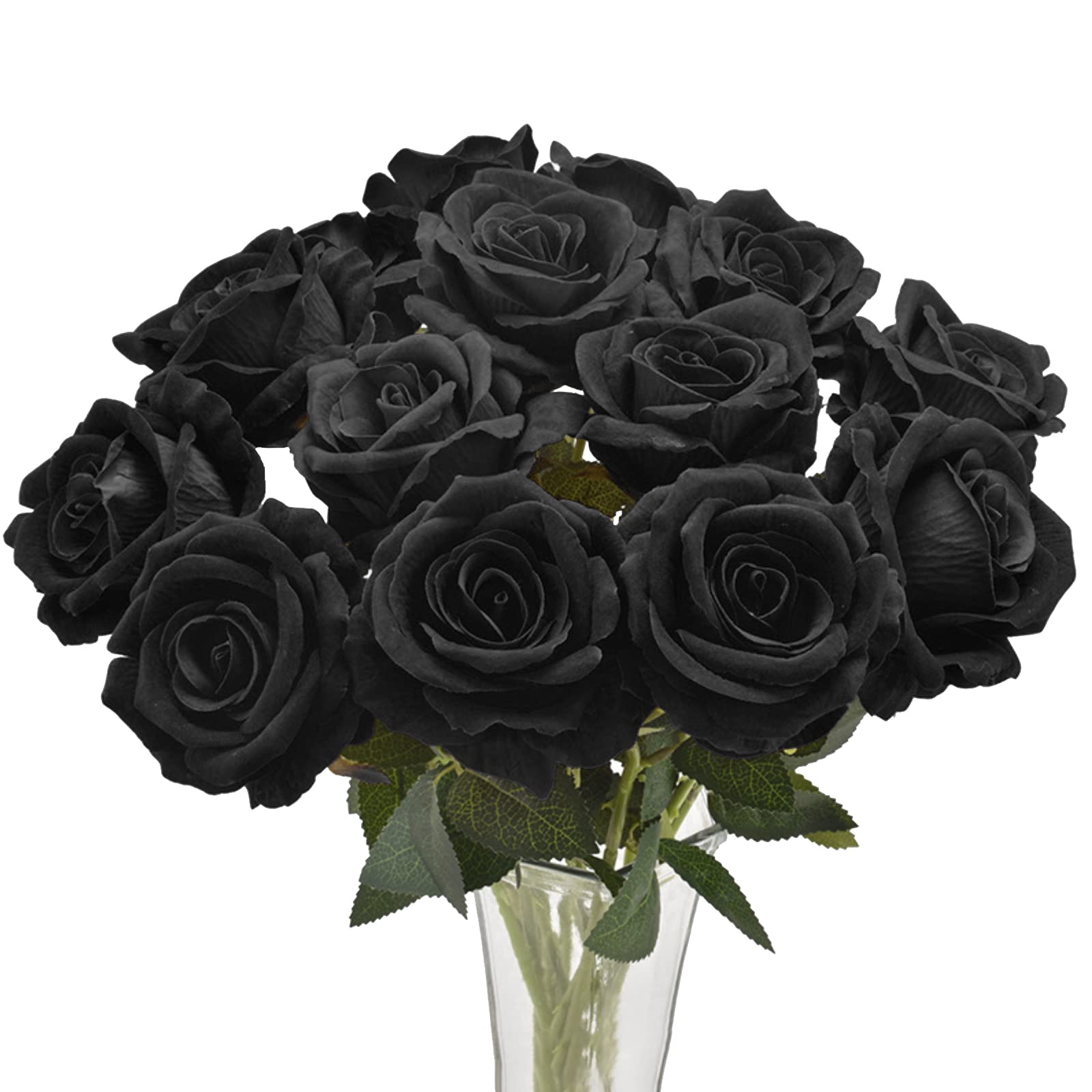 Roses artificielles noires en soie pour déco table Halloween et mariage gothique chic