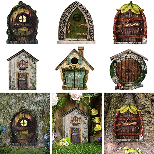 KATELUO Puerta de Hadas, Puerta de Hadas Miniaturas, Puerta de Gnomo, Puertas de Madera para Hhadas, Puertas de Hadas para Jardin, Puertas en Miniatura para árboles Cover