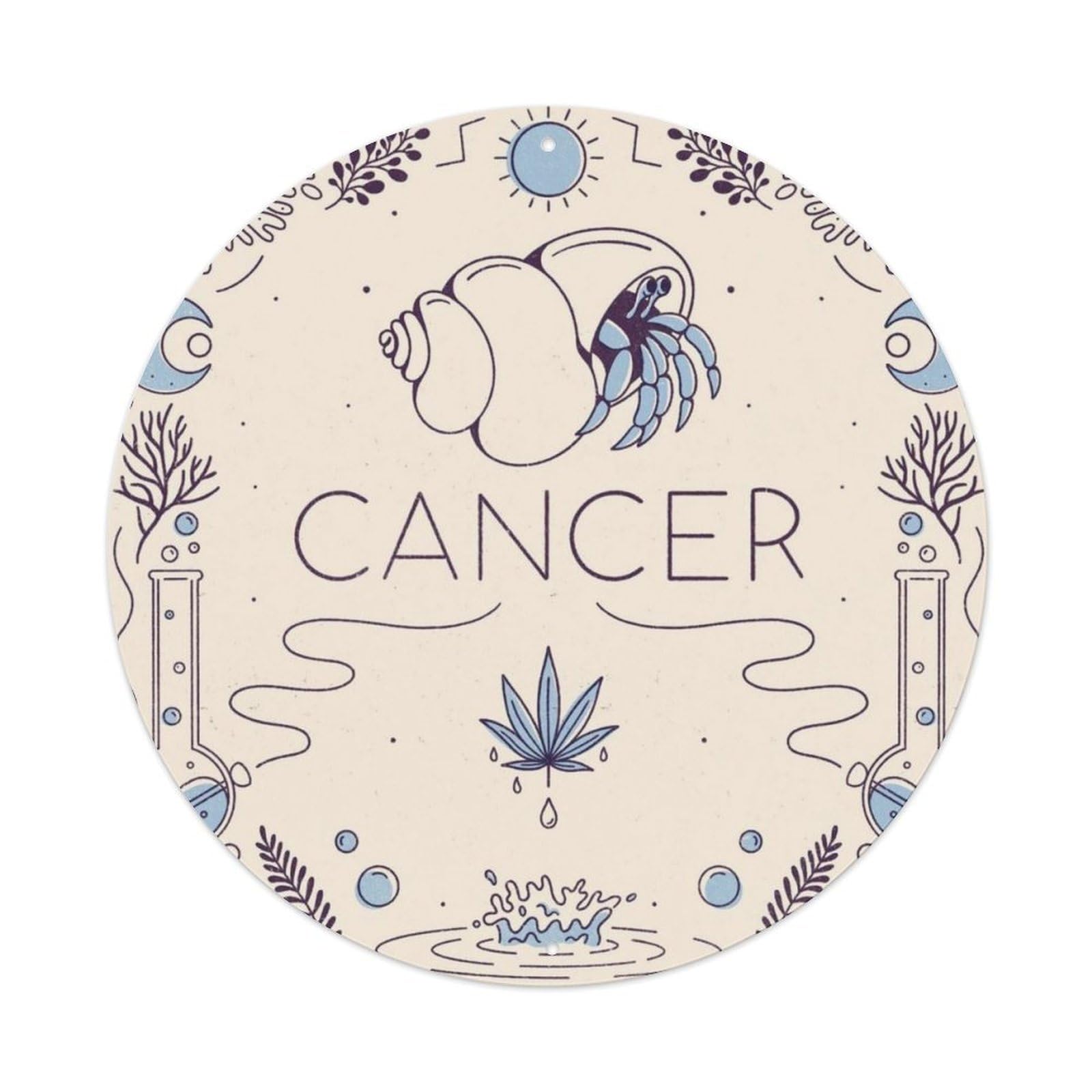 Cancer Twelve Zodiac Minimalist Poster Vintage Metal Tin Sign Plaque Wall Decor for Cafe, Club, Garden Round Metal Poster 8x8Inch