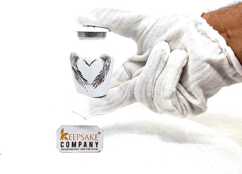 Keepsake COMPANY's White Small Urns for Human Ashes - Angel Wings Mini Urns - Cremation Keepsakes urns for Ashes – Urn -ERN - Tiny Urns for Men - (Set of 4 Miniature Urn)