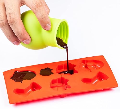 Miniatura 7 de 6 piezas de olla de silicona para derretir chocolate, salsa de mantequilla, leche y microondas, herramienta de vertido para hornear (2verde, 2rojo,