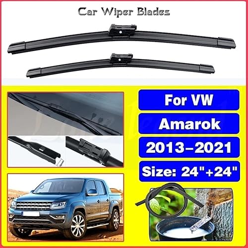 Miniatura 2 de Escobillas de limpiaparabrisas delantero compatibles con VW Amarok 2013-2021 para parabrisas de automóvil, cepillos de lluvia de 24 pulgadas + 24