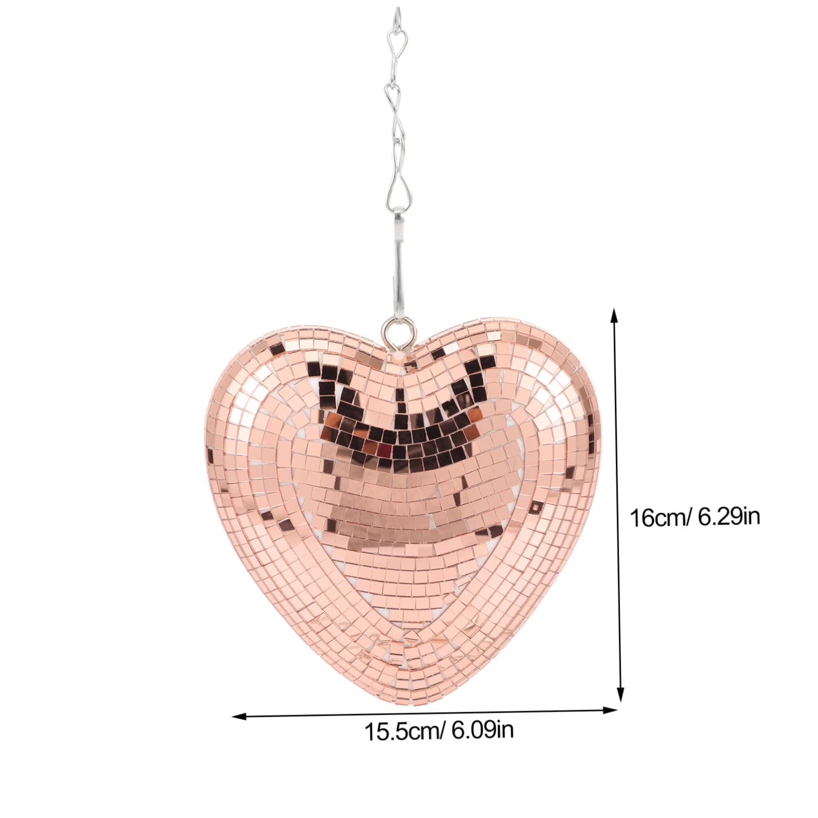Cabilock Heart Shape Disco Ball Mirror Decorations Pink Rose Gold Hanging Decorations for Wedding Party Home