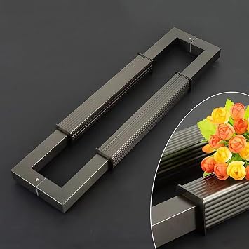 Large Stainless Steel Front Door Handle,Long Door Handles,Aluminum Interior Exterior Door Pull Push for Home Entrance Glass Shower Wooden Barn Office Store Shop Doors23.6in, Black B