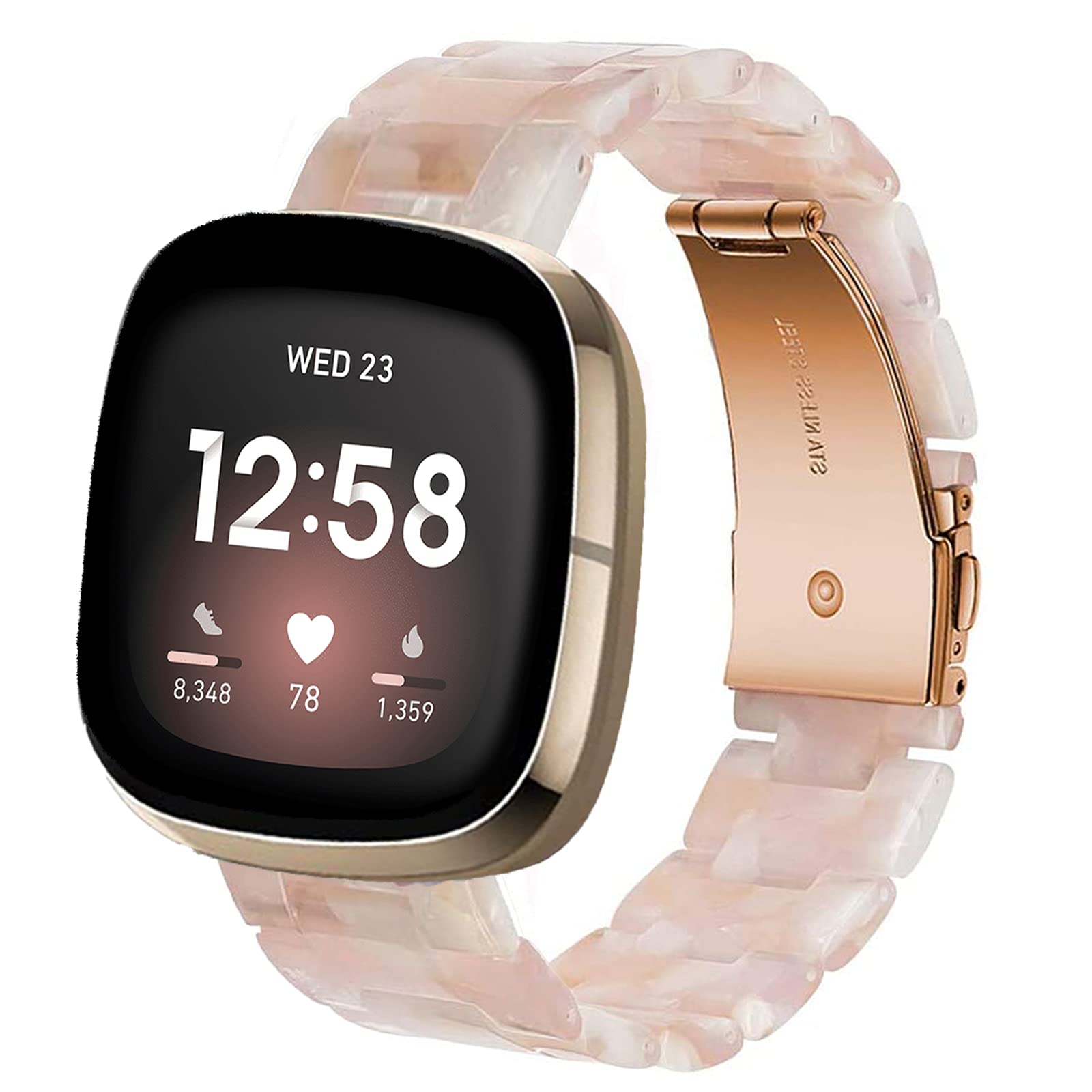 Bracelet de rechange Fitbit Versa 3 léger fermoir acier inoxydable - 8