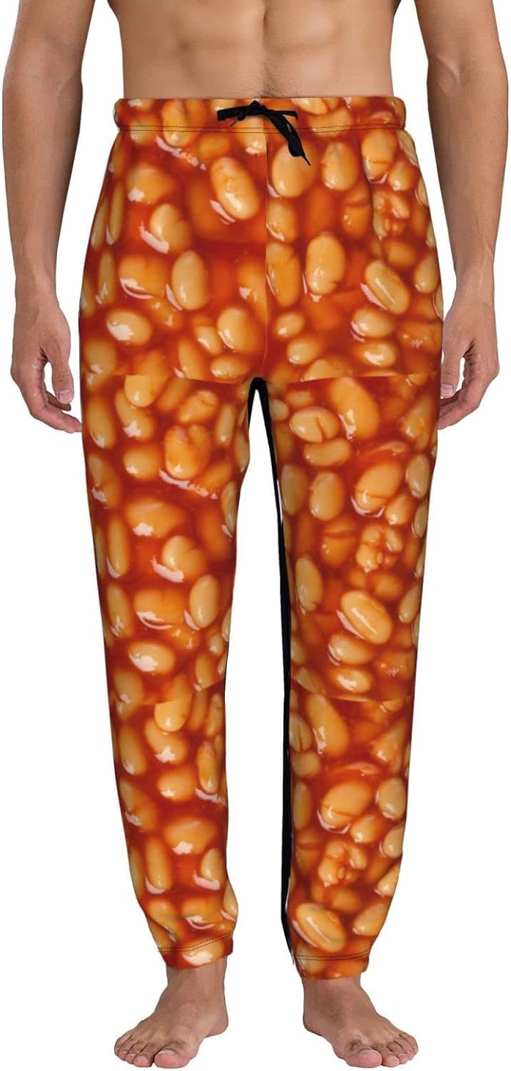 Woerexker Men's White Sweatpants Baked Beans Joggers Sweatpants Baggy Jogger Pants With Pocket