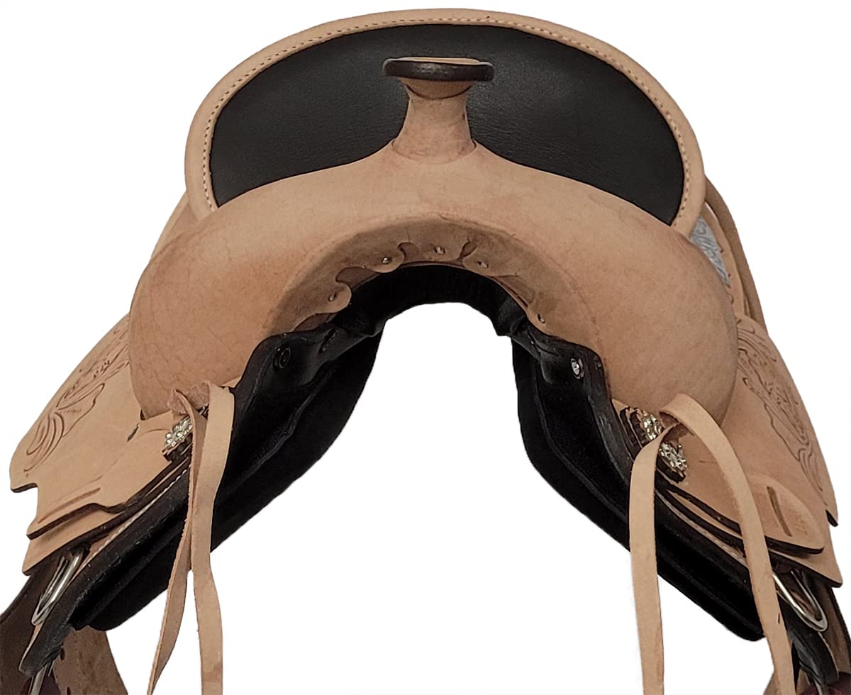 A&M Reitsport Selle western Kansas en cuir de buffle Eco - Arceau de tête amovible - Taille : 17"