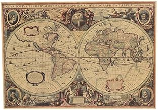 Bluelover Mappa di 1641 Vecchio Mondo Navigazione Home Decor della Carta Kraft retrò