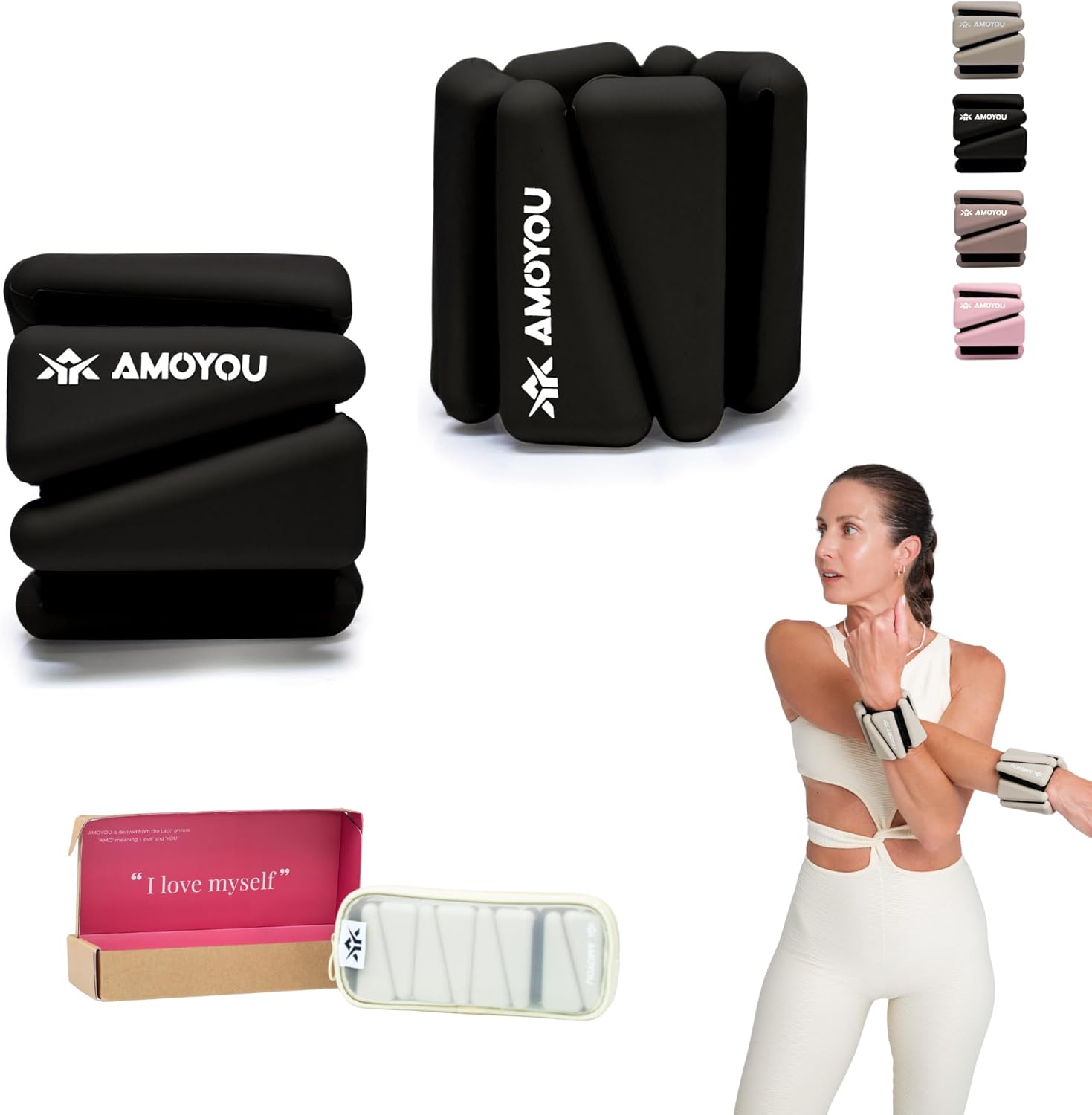 AMOYOU Wrist & Ankle Weights for Women – 2 lb Ankle Weights (Set of 2, 1 lb Each) | Arm Weights for Women | Leg Weights for Walking, Yoga, Cardio & Strength Training