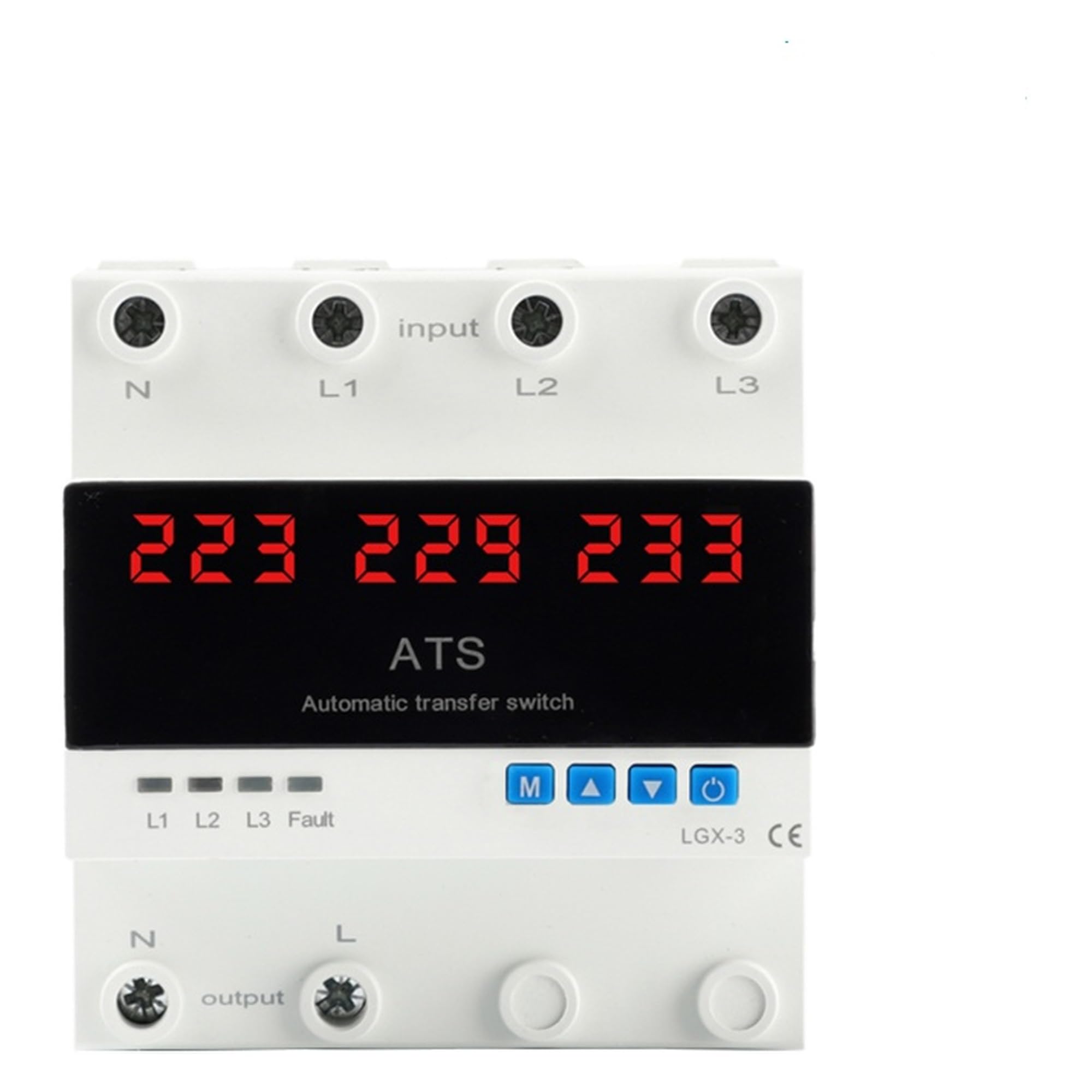Interruptor de Transferencia Automática Trifásico ATS Solar 63A con Protector de Voltaje y Límite de Sobrecorriente – Conmutador de Fases 3F para Red y Energía Solar