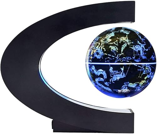 Miniatura 7 de Globo flotante magnético 2 en 1 azul 4 pulgadas constelaciones globo mapa mundo C forma base LED lámpara giratoria
