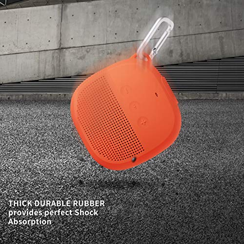 Aotnex Silicone Case for Bose SoundLink Micro Bluetooth Speaker, Super Soft Waterproof Shockproof Cover with Portable Metal Hook Fits Bose Micro Speaker for Secure Outdoor Protection(1 Pack) (Orange) - Thumbnail 6