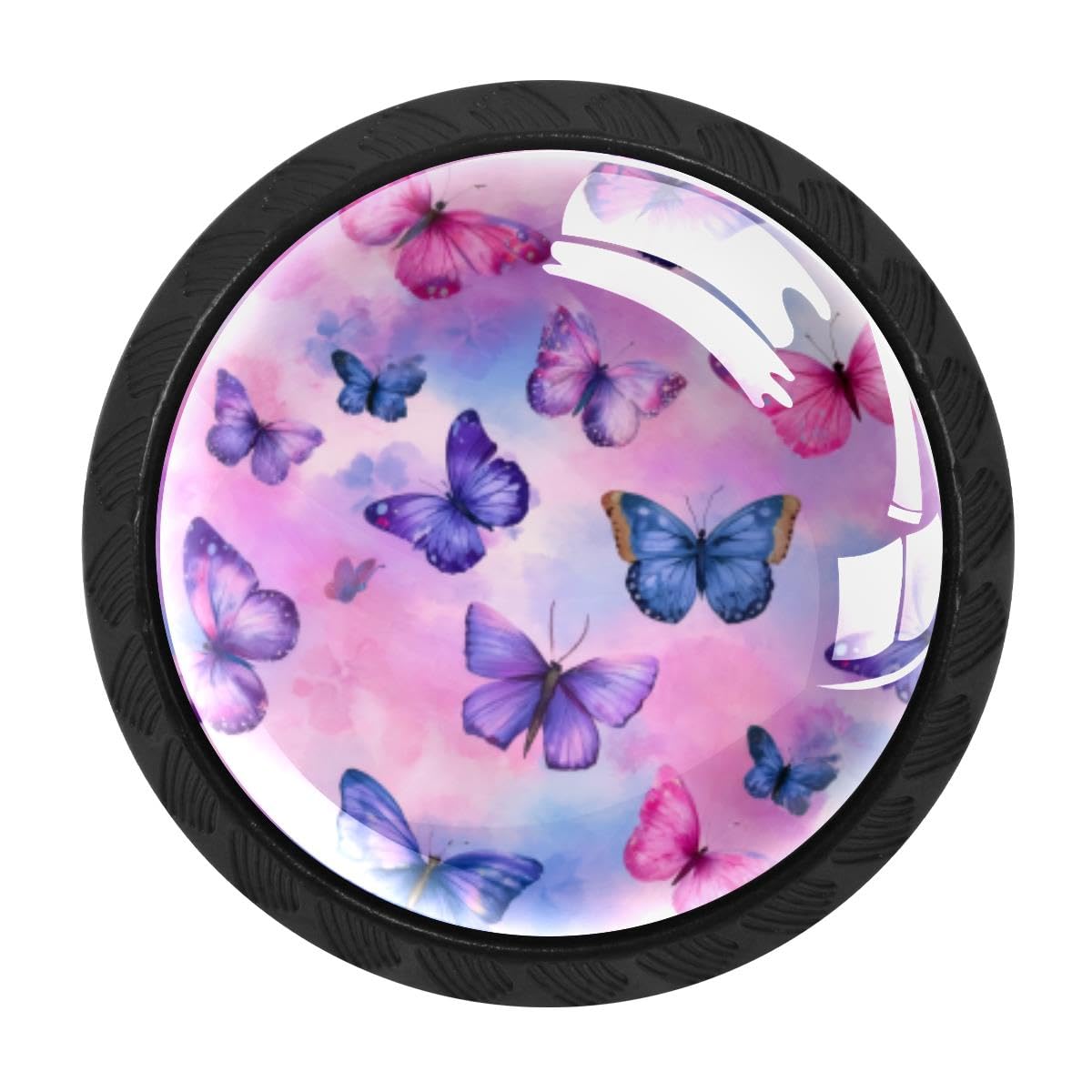 4 PCS Cabinet Knobs, Watercolor Butterflies Drawer Knobs Dresser Handles
