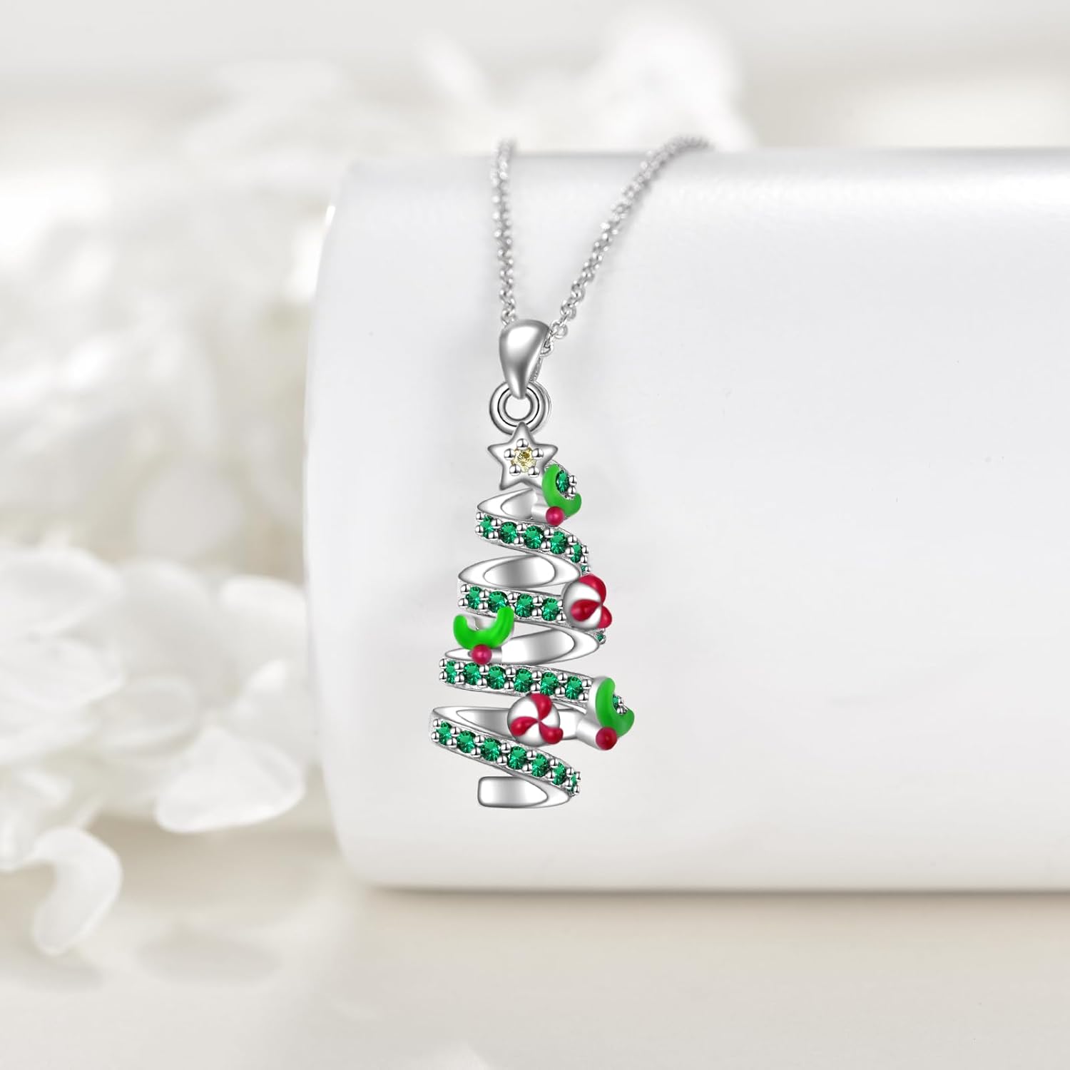 CRMAD Christmas Tree Necklace for Women Sterling Silver Christmas Jewelry Gifts - Image 4