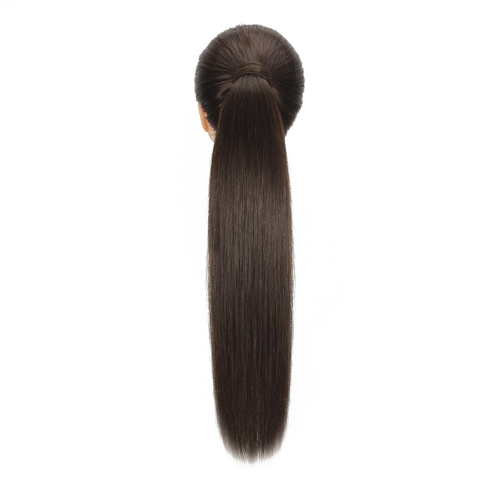 Human Hair 100% Echthaar Ponytail Pferdeschwanz Extensions und Clip in Zopf Haarteil 2# Dunkelbraun Haar 16"/40cm