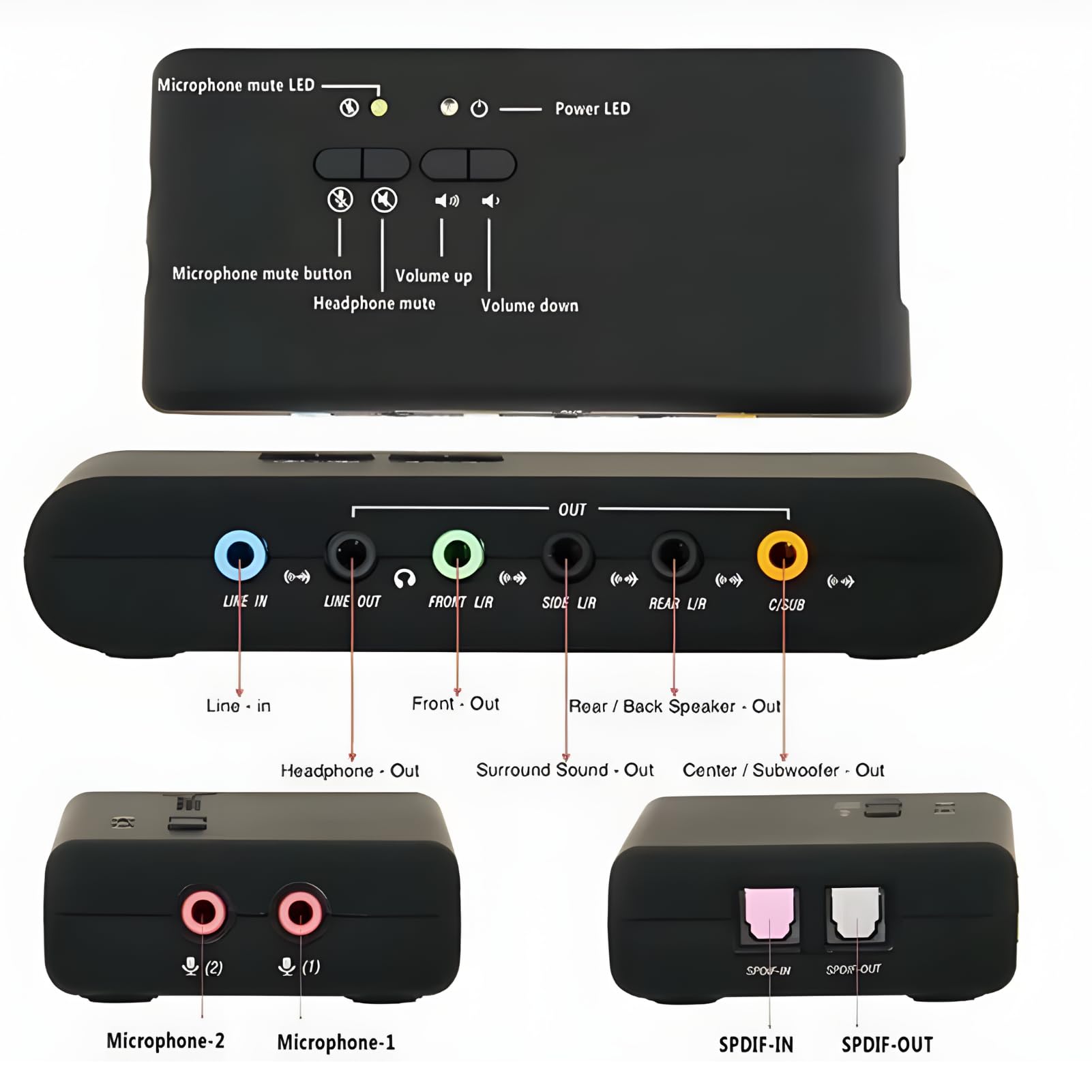 USB 7.1 Zewnętrzna Karta Dźwiękowa 8-kanałowa 12 Mb/s USB Soundbox 32KHz/44KHz/48KHz Podwójne Mikrofon na Komputerze na Komputerze PC na Komputerze Laptopa na PC na Komputerze PC