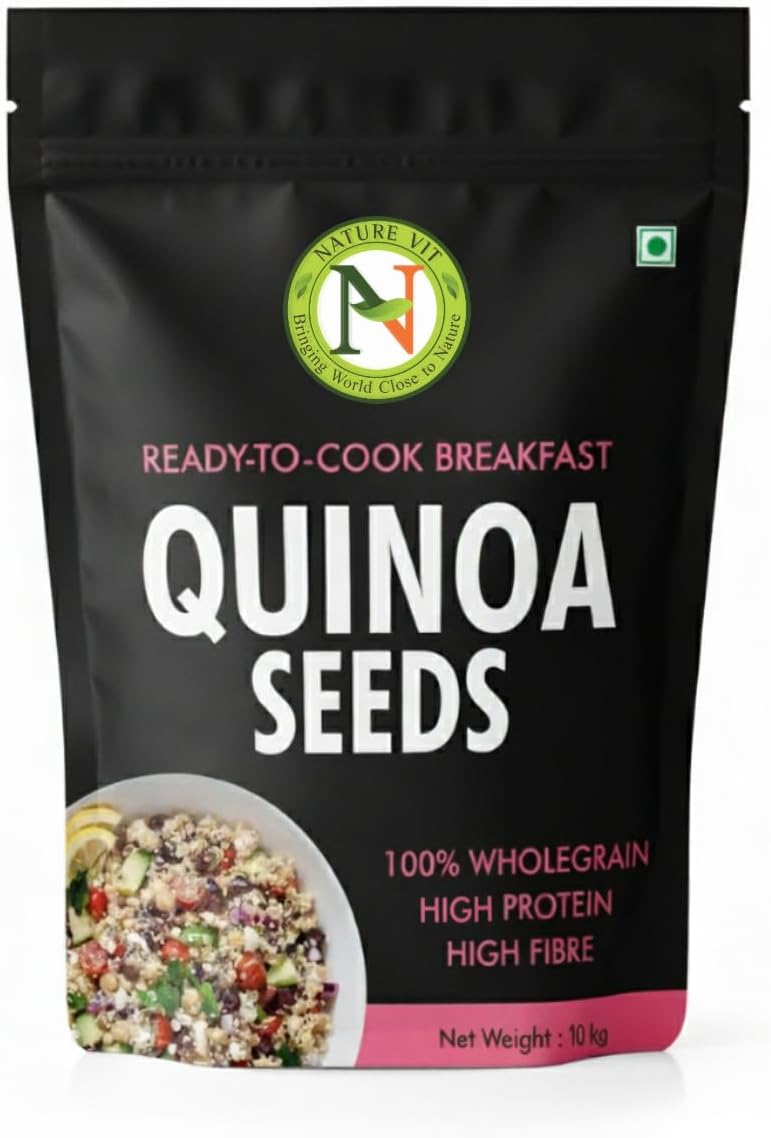NatureVit Quinoa Seeds, 10Kg | High Protein Gluten-Free Superfood | IHealthy Diet | Vegan & Fiber-Rich Grain Substitute | Kinowa | Kinwa